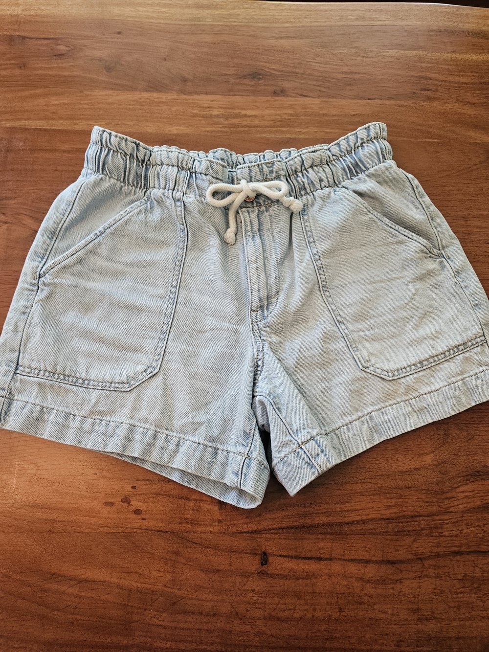 Maurices Light Wash Denim Drawstring Jean Shorts - Picture 2 of 4